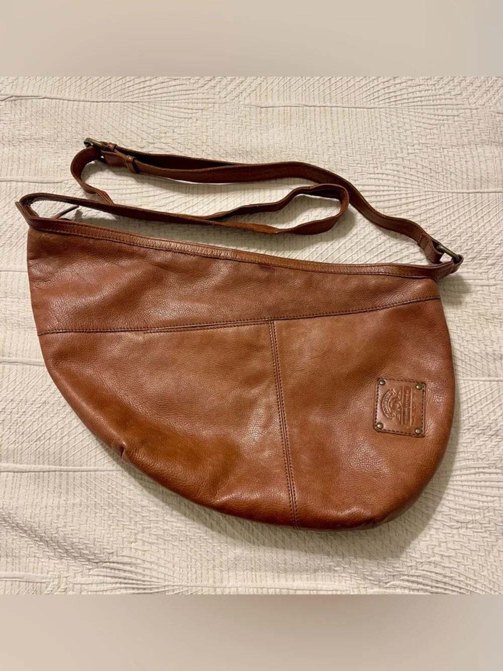 Ashwood Leather Asymmetrical Hobo Shoulder Bag in Whiskey Brown